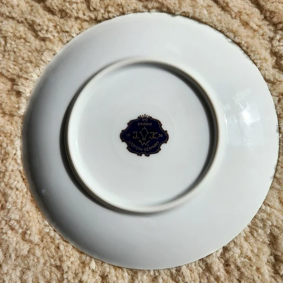 Vintage JKW Bavaria 1930 Western Germany Floral 7" Salad Plate - Picture 3 of 4
